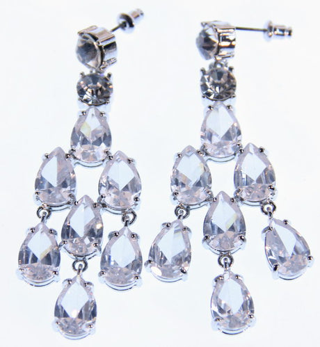 Large clear crystal drop earrings that shimmer and shine, perfect for elevating any outfit on special occasions.