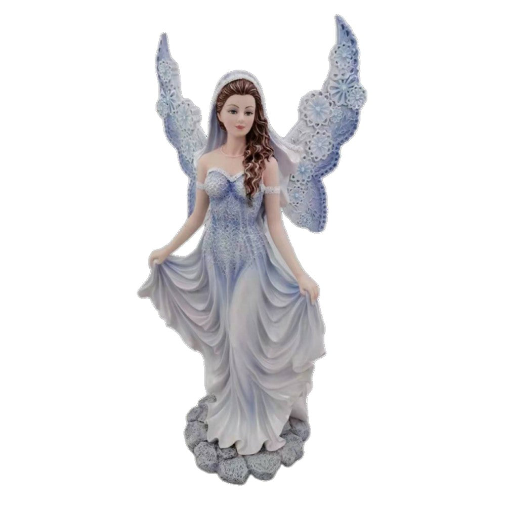 Wedding Fairy Blue Bubble figurine, hand-painted in vibrant blue, symbolizing love; ideal for wedding decor or a charming gift.