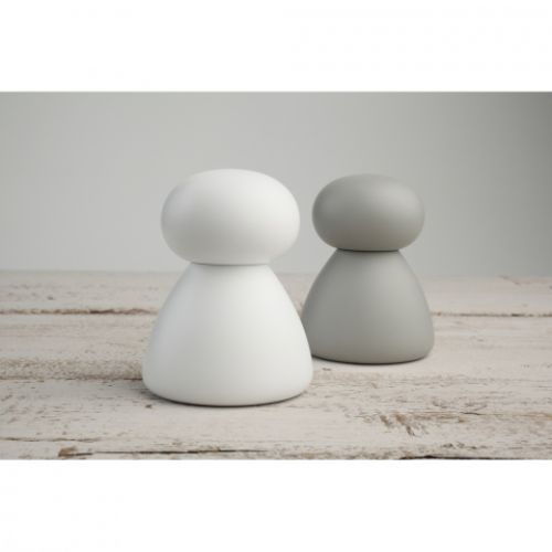 Halo Grey Pepper 100mm pepper mill in painted birch, featuring an adjustable ceramic grind mechanism and elegant design.