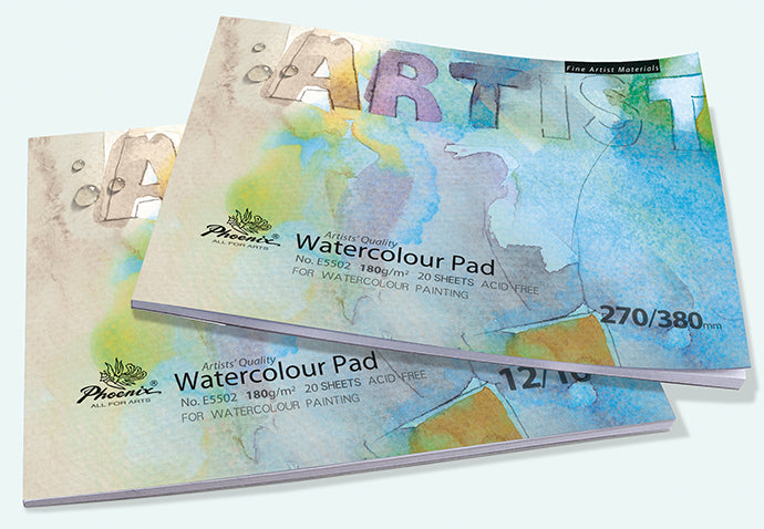 A4 watercolor pad featuring 20 sheets of 180g cold-pressed paper, ideal for vibrant, expressive painting.