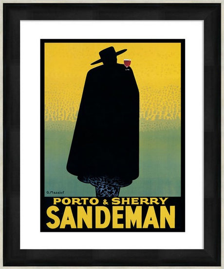 Framed art featuring 'Porto & Sherry Sandeman,' 45x56cm, blending nostalgia and charm for any decor.