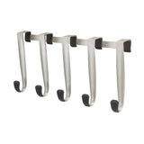 Schnook Otd 5 Hook in black and nickel, a sleek over-the-door organizer with protective rubber tips for doors and clothing.