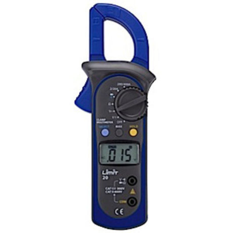 Digital Limit Clamp Multimeter AC/DC 400A, featuring auto-range, measures voltage, current, resistance, and includes safety features.