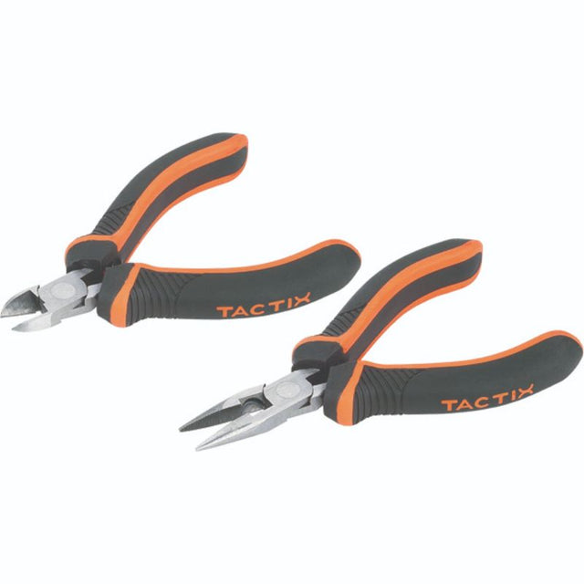 Compact Tactix Mini Pliers Set with long nose and diagonal pliers for precision work in tight spaces, featuring durable design.