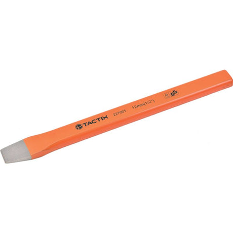 Tactix Cold Flat Chisel 250x20mm, crafted from chrome vanadium steel for durability, perfect for precision cutting and shaping.