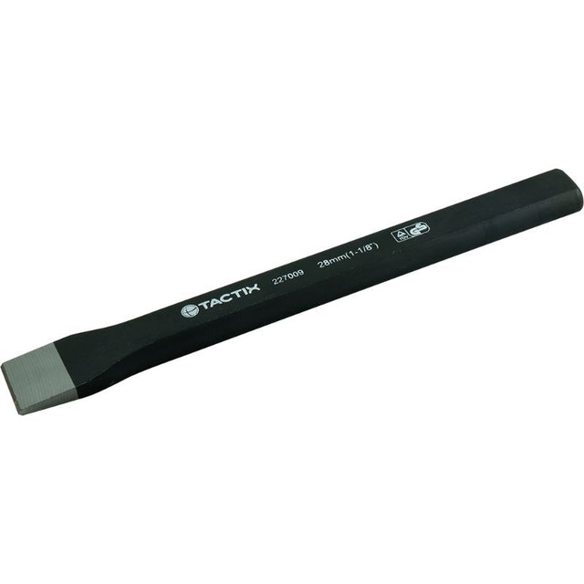 Tactix Cold Flat Chisel 250 x 28mm made of durable Chrome Vanadium Steel for precise woodworking and metalworking.