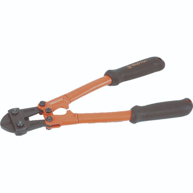 Tactix Bolt Cutter 300mm with ergonomic handles and Chrome-Molybdenum blades for cutting bolts, cables, and wires effortlessly.