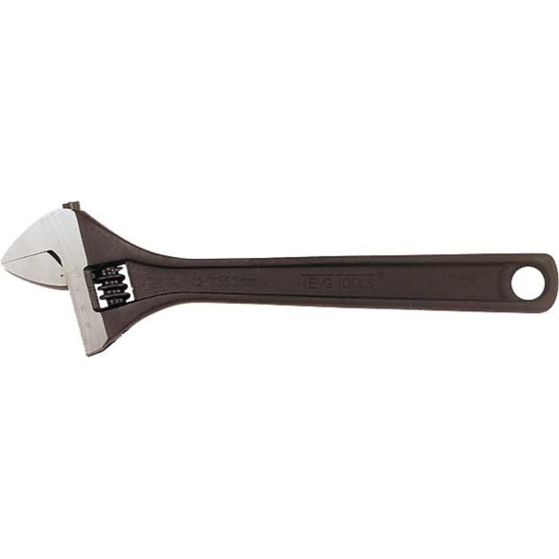 Teng 4in adjustable wrench with chrome vanadium construction, 15-degree jaw design, and ergonomic handle for precision in tight spaces.