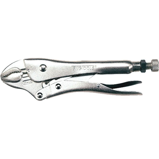 Teng 10in Power Grip Plier with curved jaw, chrome vanadium steel, self-locking mechanism, ideal for gripping and twisting tasks.