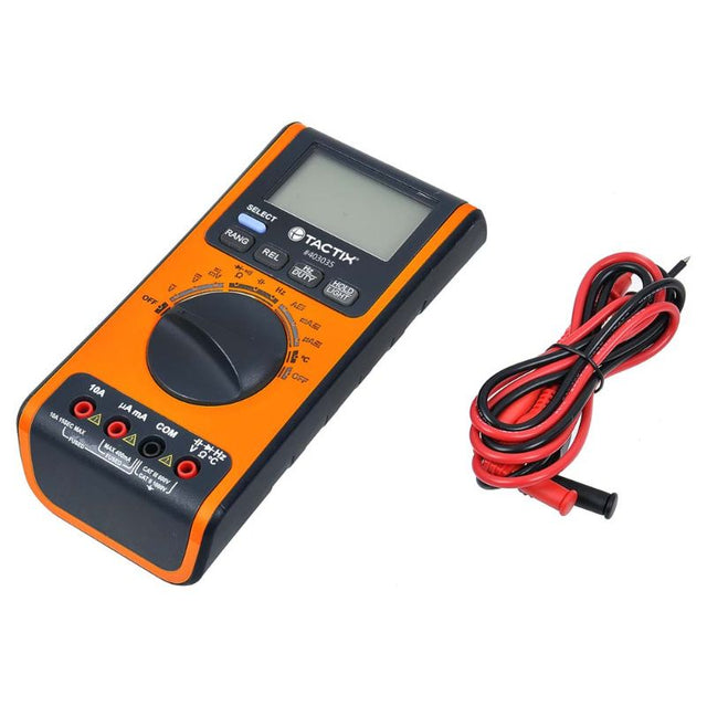 Tactix Digital Multimeter showcasing its versatile functions for precise electrical measurements and user-friendly features.