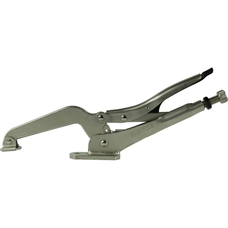 Teng 230mm T-Slot Clamp Locking Plier with swivel jaws for secure clamping, nickel plated, and self-locking mechanism.