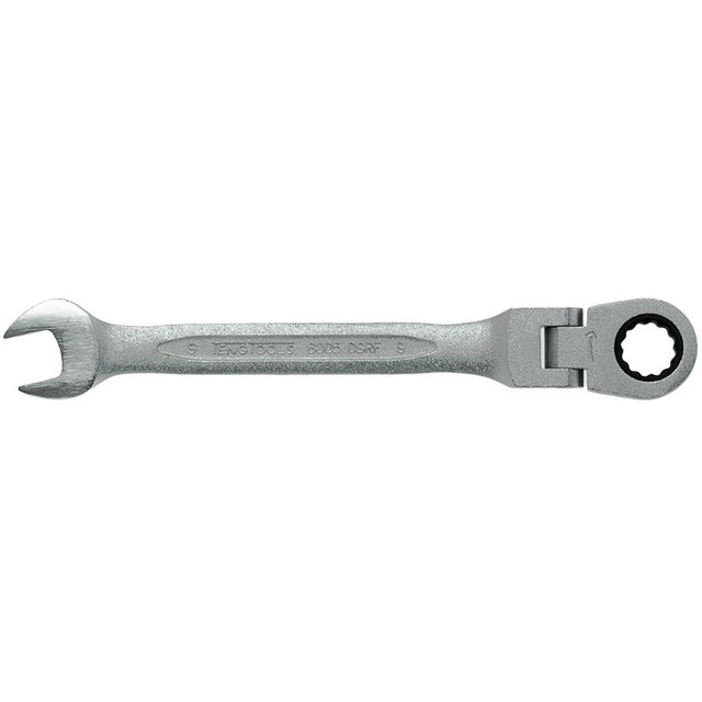 Teng Flex-Head Ratchet Spanner 9mm with 180-degree joint, 72-tooth mechanism, and chrome vanadium steel for durability.