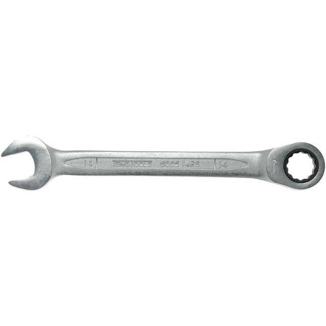 Teng 14mm ratchet combination spanner with 72 teeth and 12-point ring end, ideal for automotive and DIY tasks.