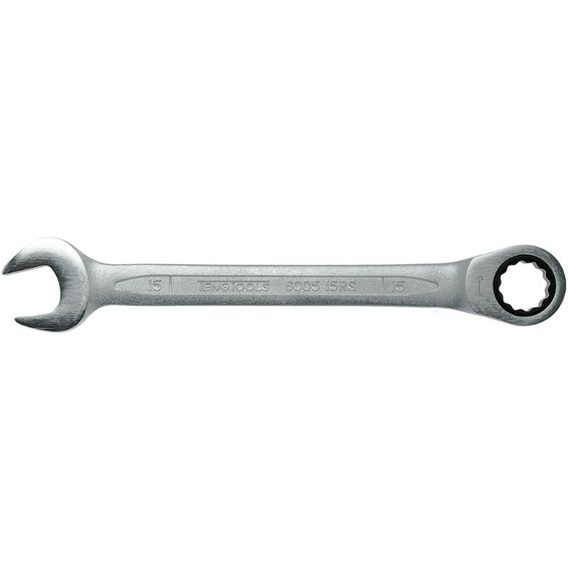 Teng 15mm ratchet combination spanner with 72-tooth mechanism, dual-ended design for versatile, precision mechanical tasks.