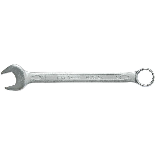 Teng Combination Spanner 24mm, crafted from Chrome Vanadium Steel with a 15° angled 12-point ring end for easy access.