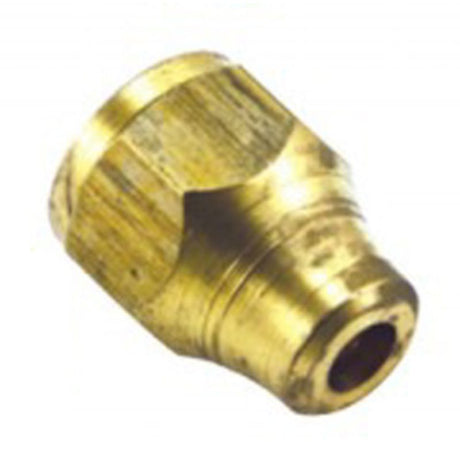 5/16in brass flare nut ensuring leak-free connections for plumbing and hydraulic applications, resistant to corrosion and high pressure.