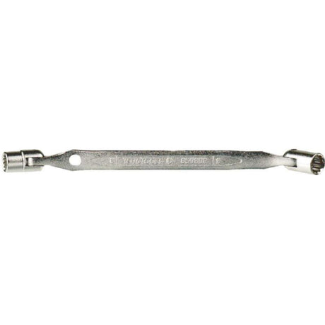 Teng Double-Flex Wrench 14 x 15mm with chrome vanadium steel, 12-point sockets, satin finish, ideal for automotive and DIY tasks.