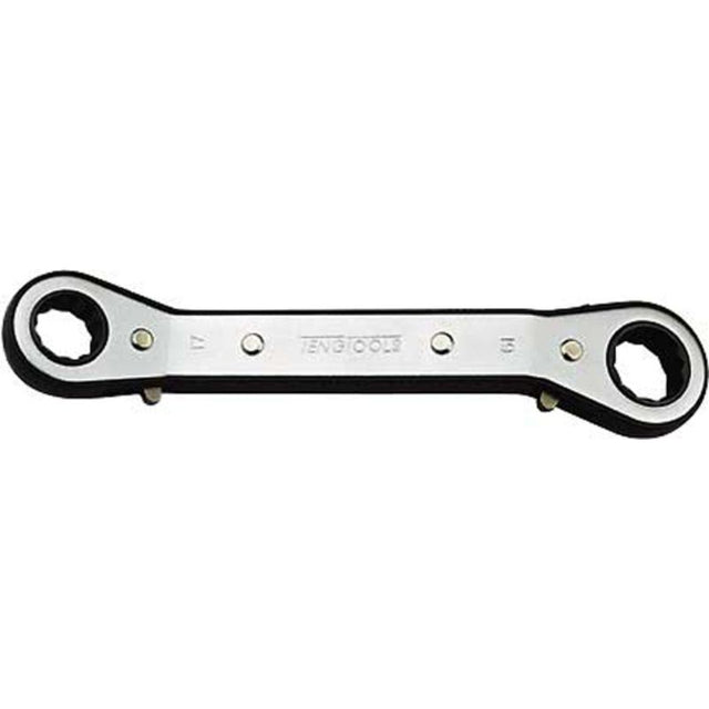 Teng Ratchet Off-Set Double Ring Spanner 21mm x 22mm for tight spaces, featuring a durable design and ergonomic grip.