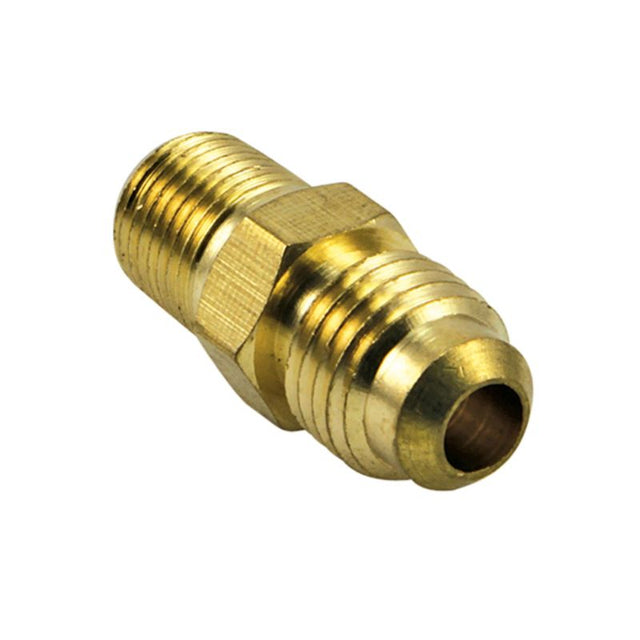 Brass single flare union 2-pack for plumbing; durable, leak-proof, 1/4in x 1/8in BSP threads for easy installation.