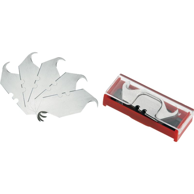 Teng 50mm Hook/Horn Utility Knife Blades - 10pc, featuring sharp hooks for precise cutting in various materials, compatible with select knives.