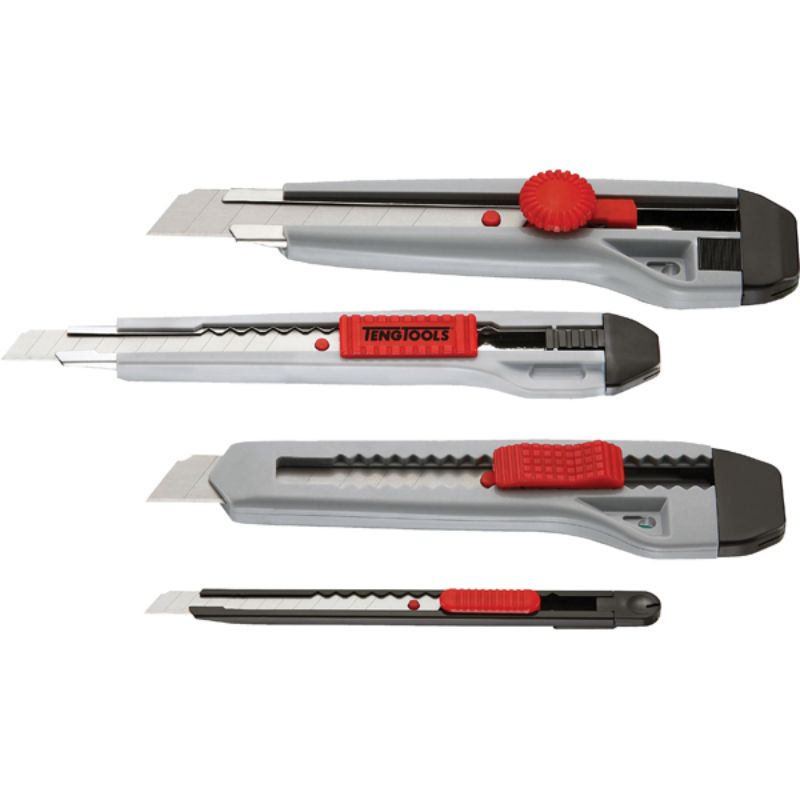 Teng 4pc Snap-off Blade Box Knife Set featuring versatile, durable knives for precision cutting and safety in various applications.