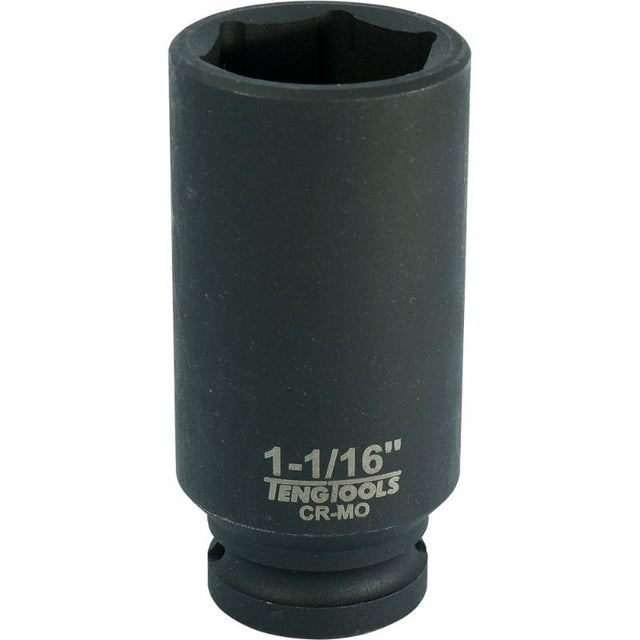 Teng 1/2in Drive Deep Impact Socket 1-1/16in, made from chrome molybdenum steel for heavy-duty fastening tasks.