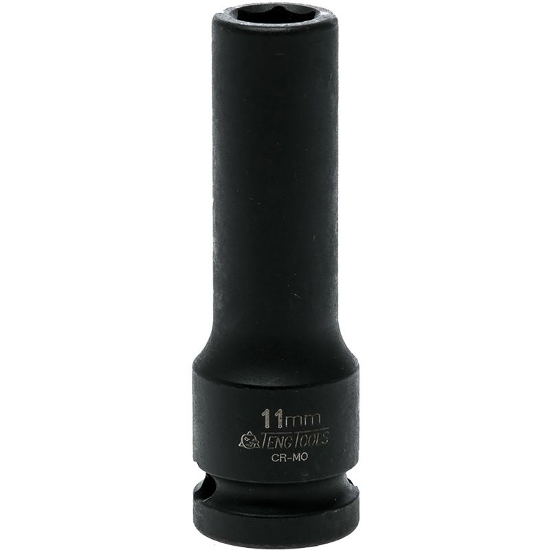 Teng 1/2in Dr. Deep Impact Socket 11mm DIN for automotive tasks, featuring a deep design for extended reach and secure fit.