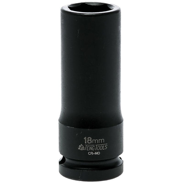 Teng 1/2in Drive Deep Impact Socket 18mm DIN, designed for durability and precision in high torque applications.