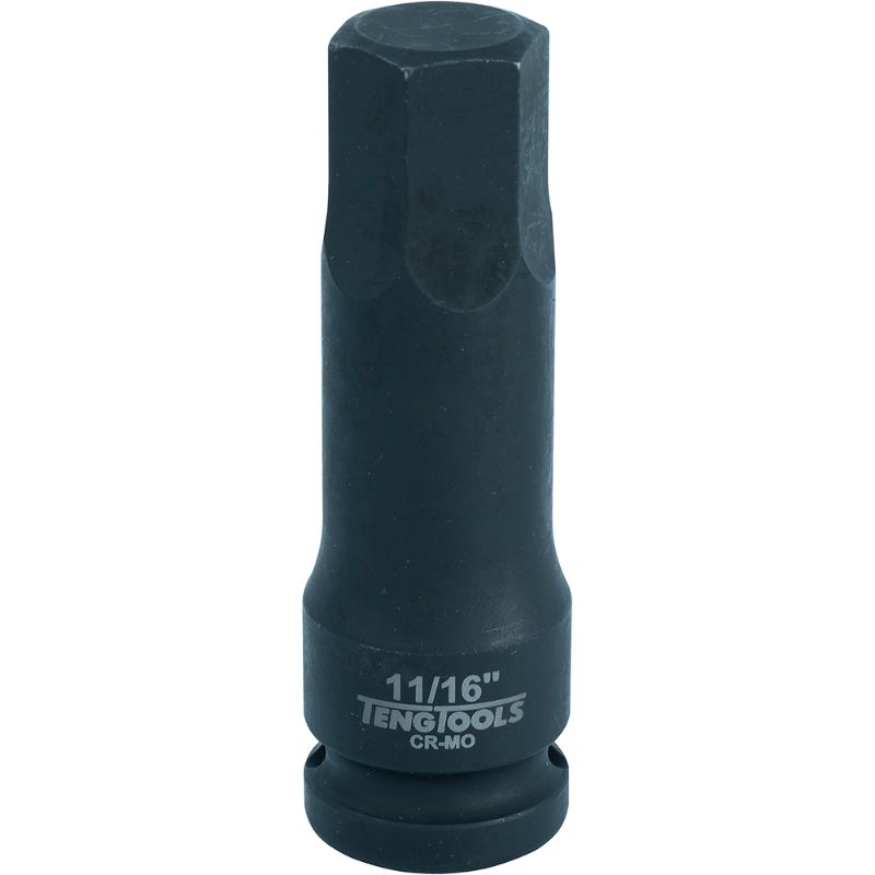 Teng 1/2in Dr. Hex Bit Impact Socket 11/16, durable tool for heavy-duty fastening with high torque performance.