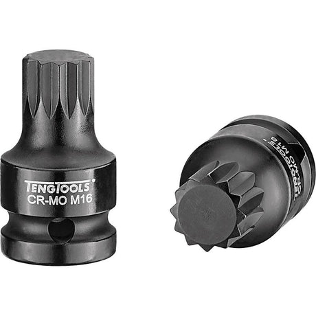 Teng 1/2in Drive Impact Socket XZN 18 x 43mm, chrome molybdenum steel, corrosion-resistant, ideal for heavy-duty tasks.