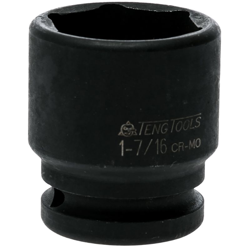 Teng 3/4in Dr. Impact Socket 1-7/16in, crafted from chrome molybdenum for durable performance in heavy-duty automotive repairs.