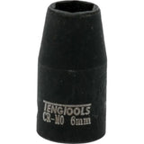 Teng 1/4in drive 6mm impact socket, chrome vanadium steel, precision-engineered for ultimate torque and grip in heavy-duty use.