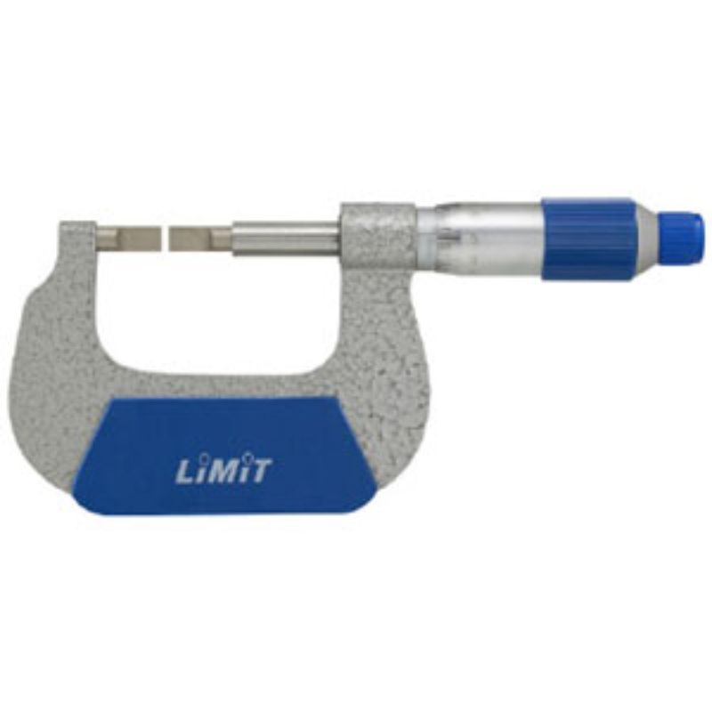 Precision Limit Blade Micrometer 0-25mm with robust frame, matt chromium scale, and high accuracy for measuring tasks.