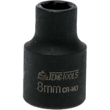 Teng 3/8in Dr. Impact Socket 8mm ANSI, made of chrome vanadium steel for durability, ideal for mechanics and DIY tasks.