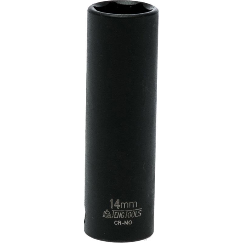 Teng 3/8in Drive Deep Impact Socket 14mm, durable chrome molybdenum, ideal for high torque automotive tasks.