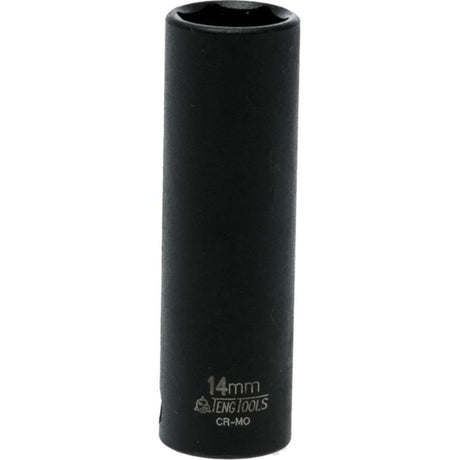 Teng 3/8in Drive Deep Impact Socket 14mm, durable chrome molybdenum, ideal for high torque automotive tasks.