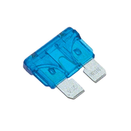 Blue 15Amp Blade Fuses (50pk) for vehicle electronics, ensuring reliable overload and short circuit protection.