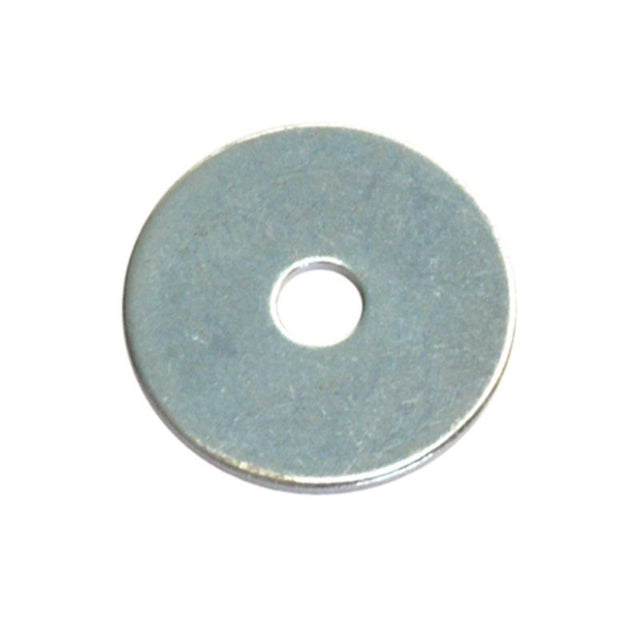 Flat steel washers for load distribution, 1/4in x 1-1/4in size, durable zinc coating, 15 pack, ideal for DIY and professional use.