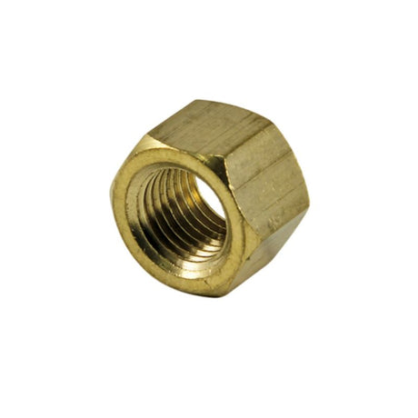 "Set of five durable 1/4in UNF brass manifold nuts for reliable plumbing and gas connections, ideal for DIY and professionals."