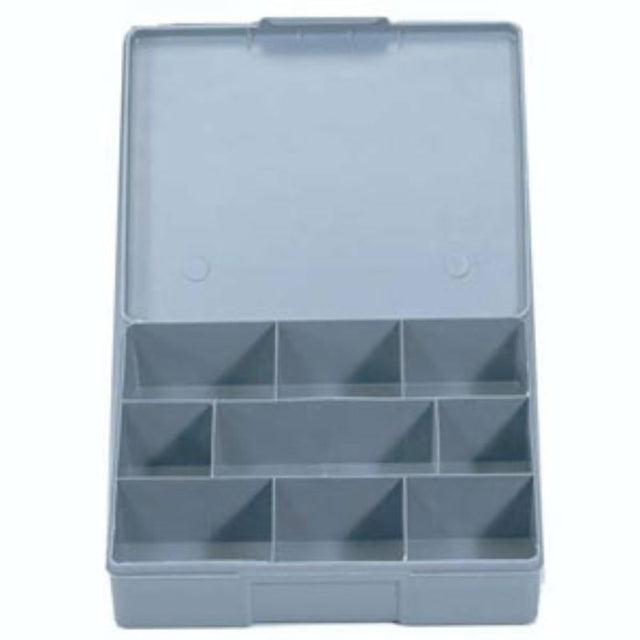 Grey Champion 9 Division Compartment Box with nine compartments for efficient organization of small items, durable and stylish.