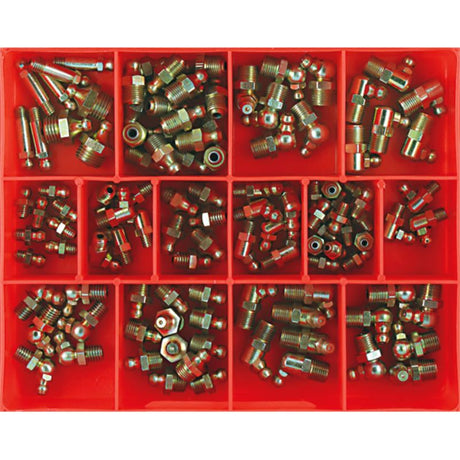 Champion 113pc Imperial Grease Nipple Assortment featuring various sizes, threads, and types for versatile automotive and industrial use.