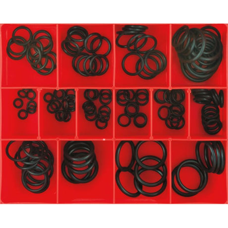 Champion 130pc O-Ring Assortment in Nitrile, 70 Shore hardness, featuring 15 sizes for durable sealing in various applications.