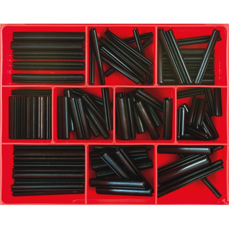 89-piece roll pin assortment in large sizes, ideal for various mechanical projects and reliable fastening solutions.