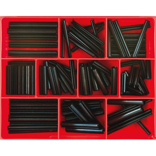 89-piece roll pin assortment in large sizes, ideal for various mechanical projects and reliable fastening solutions.