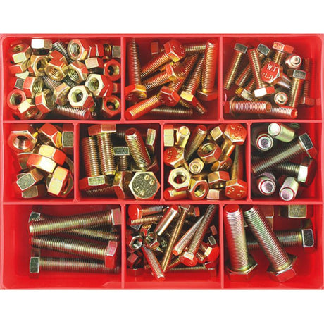 Champion 139pc Set Screw & Nut Assortment with M6 to M12 screws, zinc-plated for durability, ideal for DIY or professional use.