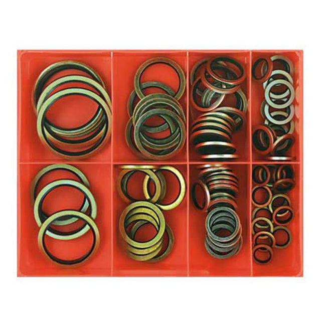 Alt text: 82-piece seal washer assortment featuring imperial sizes, designed for leak-proof plumbing and mechanical applications.