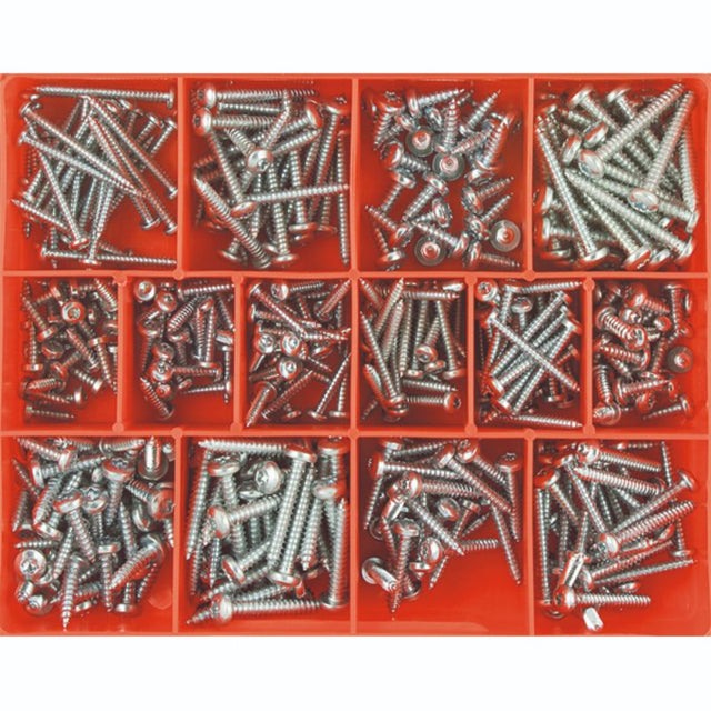 Champion 425pc Torx Security screw assortment featuring zinc-plated Pan Head screws in 17 sizes for metal, wood, and plastic tasks.