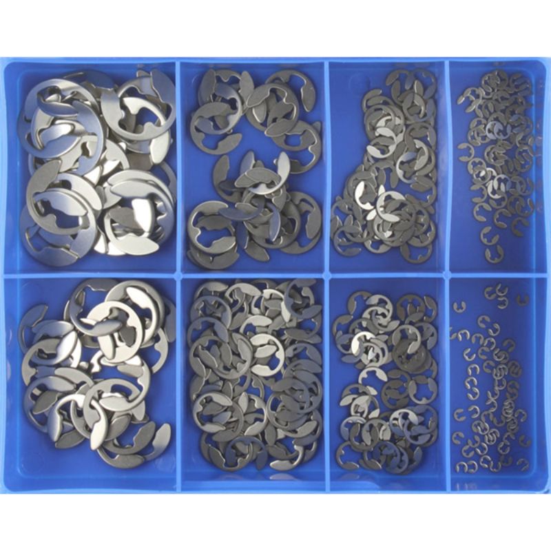 Champion 325pc Metric E Clip Assortment in 304/A2 stainless steel, featuring eight sizes for versatile fastening solutions.