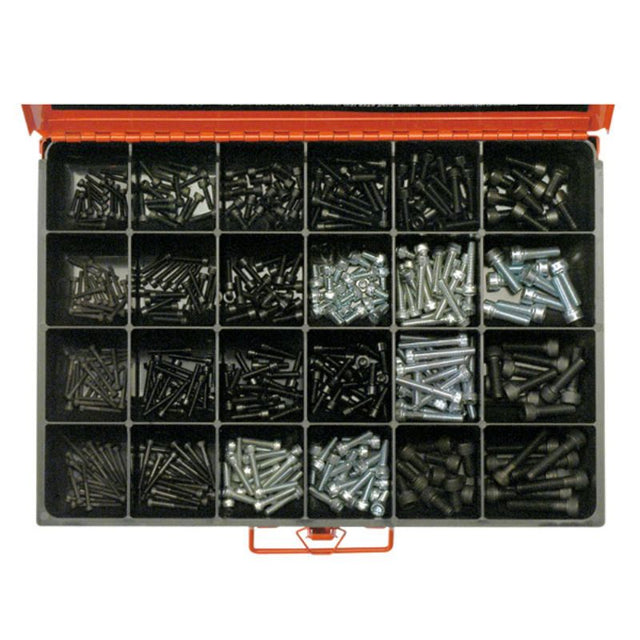 Champion Master Kit 430pc Metric Socket Head Cap Screw Assortment with 24 sizes, zinc plated for durability and corrosion resistance.