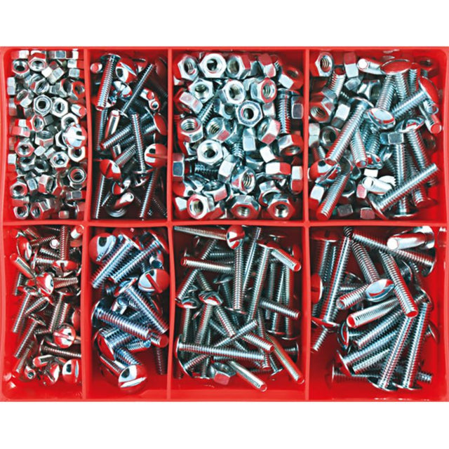 Champion 300pc Roofing Bolt & Nut Assortment featuring 10 sizes, designed for durable and efficient roofing projects.